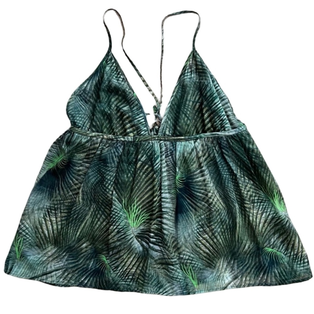 Mauro Grifoni Green Palm Leaf Print Cotton Camisole IT 44 US 8 Made in Italy